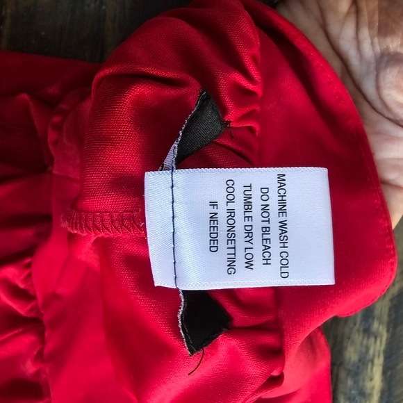 JFW Red Dress Plus Size 1X Cold Shoulder Sleeve Belted Midi Cocktail Stretch ~ - Picture 9 of 9